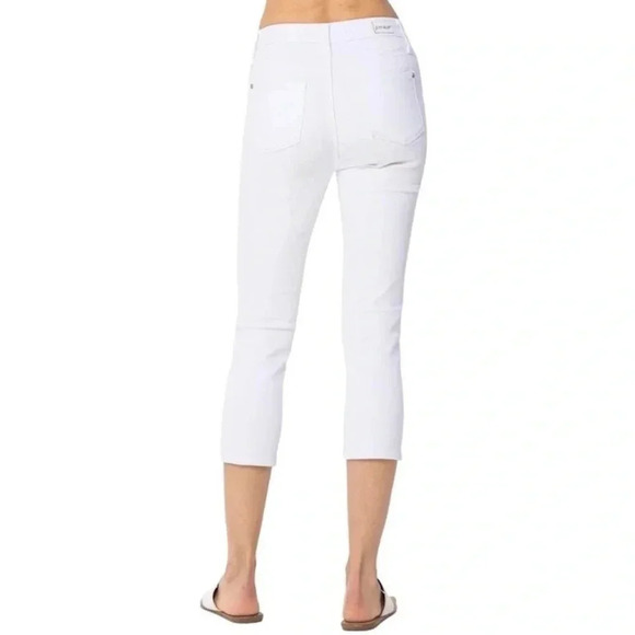 NWT Judy Blue skinny Fit Capri 25 White summer slim crop jeans vacation tropical - Picture 3 of 7
